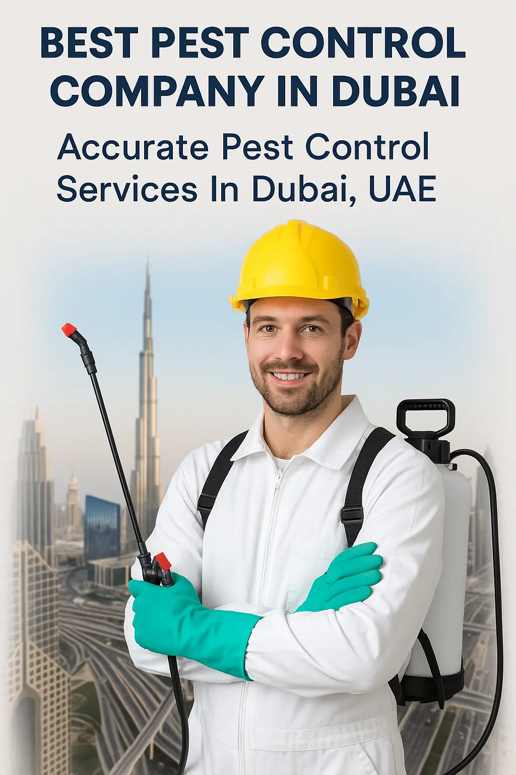 Skilled technician performing best pest control in Dubai using advanced spray equipment
