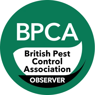 BPCA observer logo showing certified and professional pest control standards in Dubai